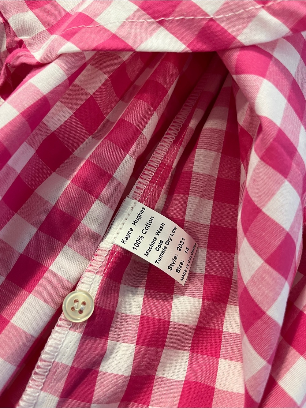 Willa Dress in Pink Gingham by Kayce Hughes 14 NWT - Picture 6 of 7